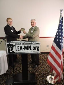 John Augustine presents award to 2016 Senate honoree Bruce Anderson